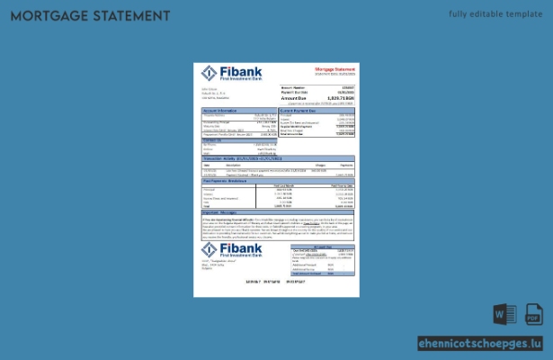 Beispiel eines Hypothekenauszugs der Fibank Bank Bulgarien